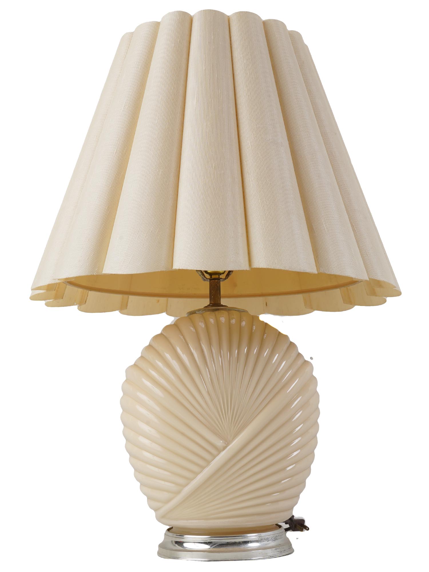 VINTAGE BEIGE SHELL TABLE LAMP MID CENTURY STYLE PIC-2